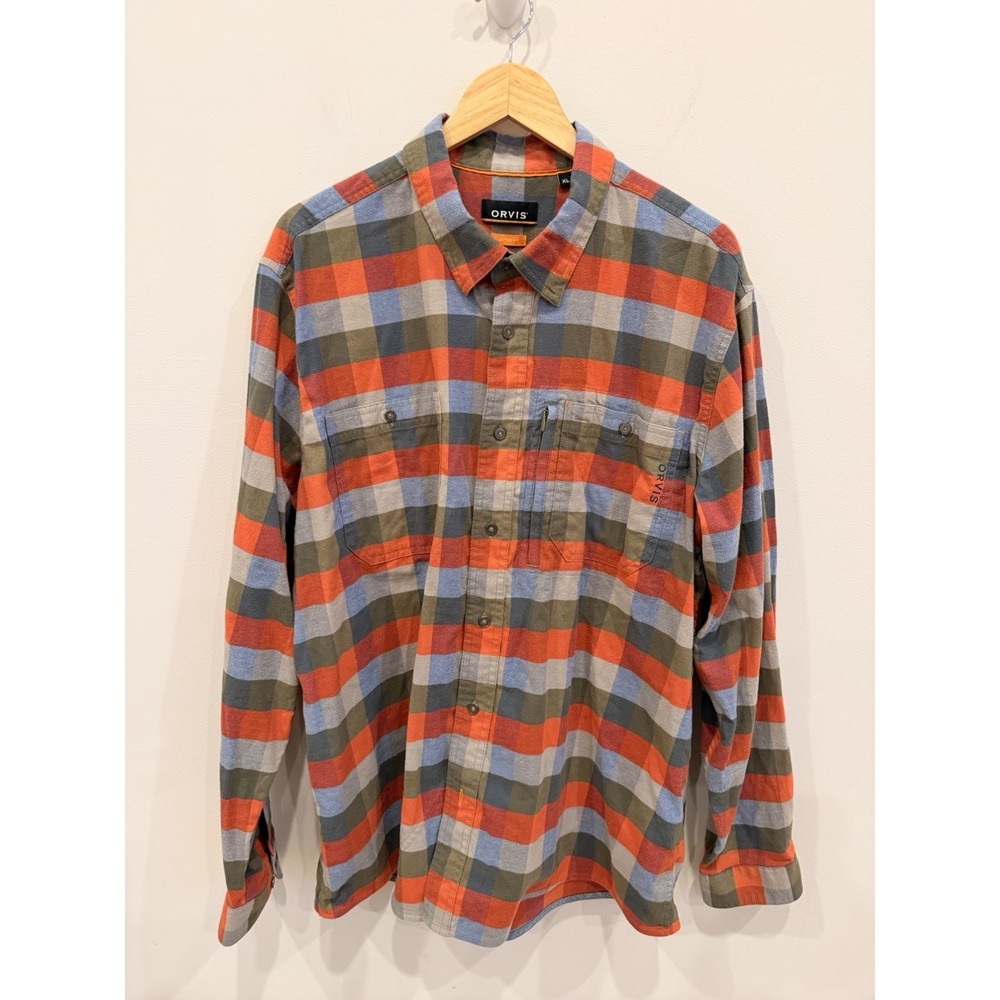 Orvis Active Fit Flannel Shirt Mens XL Plaid Button Down Outdoor